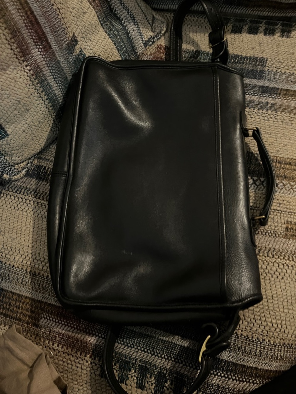 Coach Black Leather Laptop Briefcase with Gold Turnlock PREOWNED - Picture 3 of 15